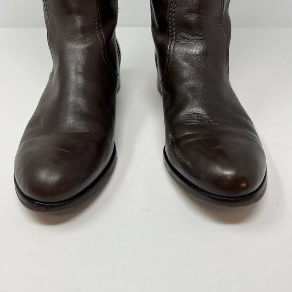 Tory Burch Boots Women's 8M Brown Leather Tall Equestrian Riding Boots Back Zip - Picture 4 of 16